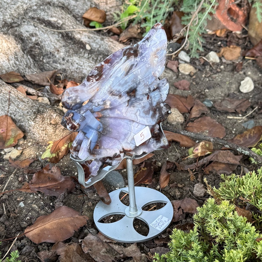 Blue Flower Agate Fairy and Custom Stand - BLUEFLWRAGTFRY-001 - Picture 7 of 14